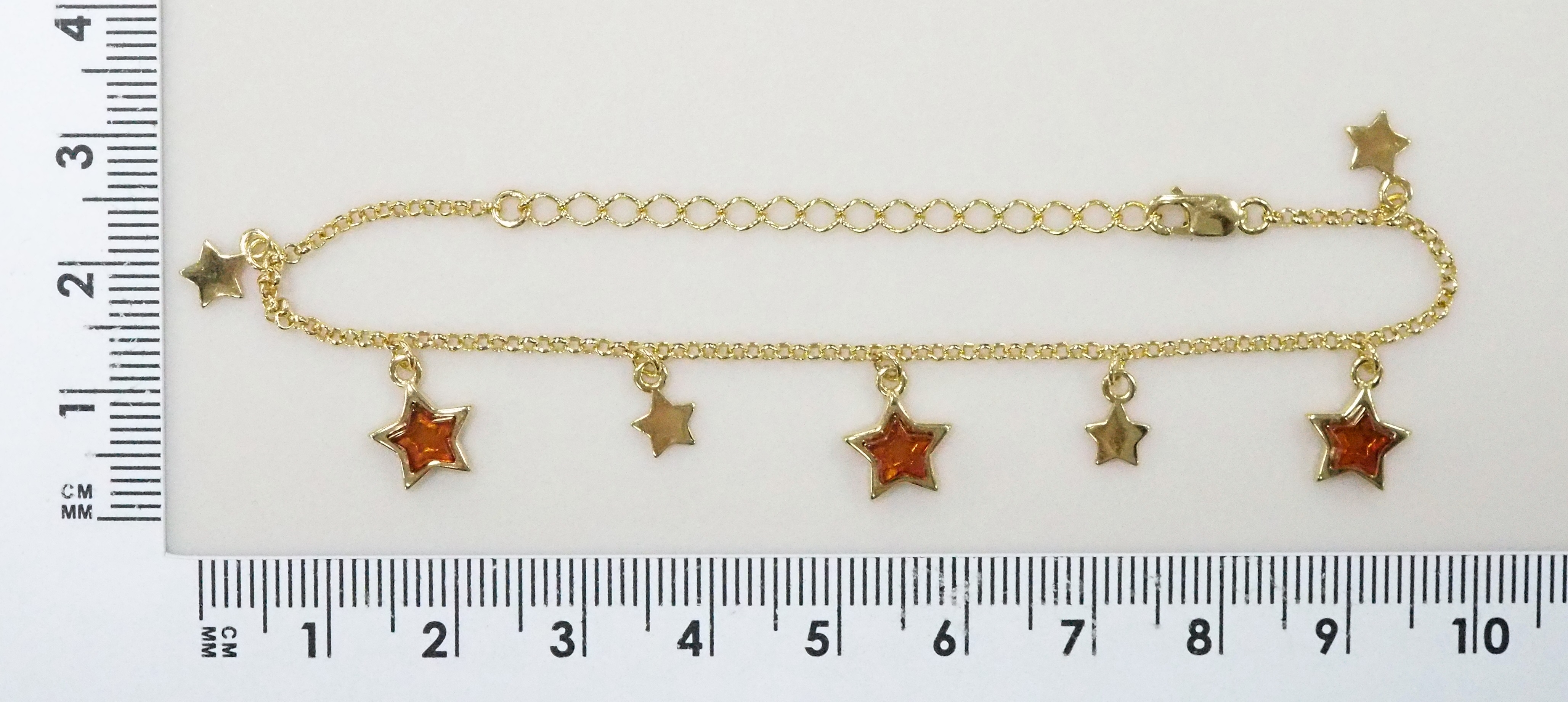 Серебряный браслет 925 пробы; плетение Ролло; вставки 3 Янтарь;