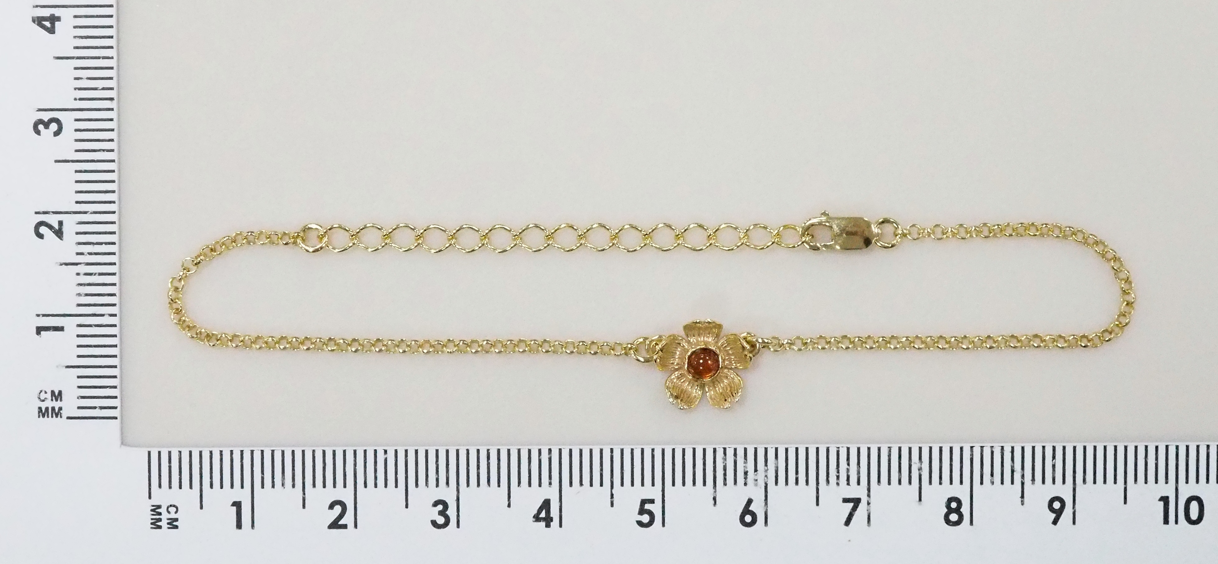 Серебряный браслет 925 пробы; плетение Ролло; вставки 1 Янтарь;