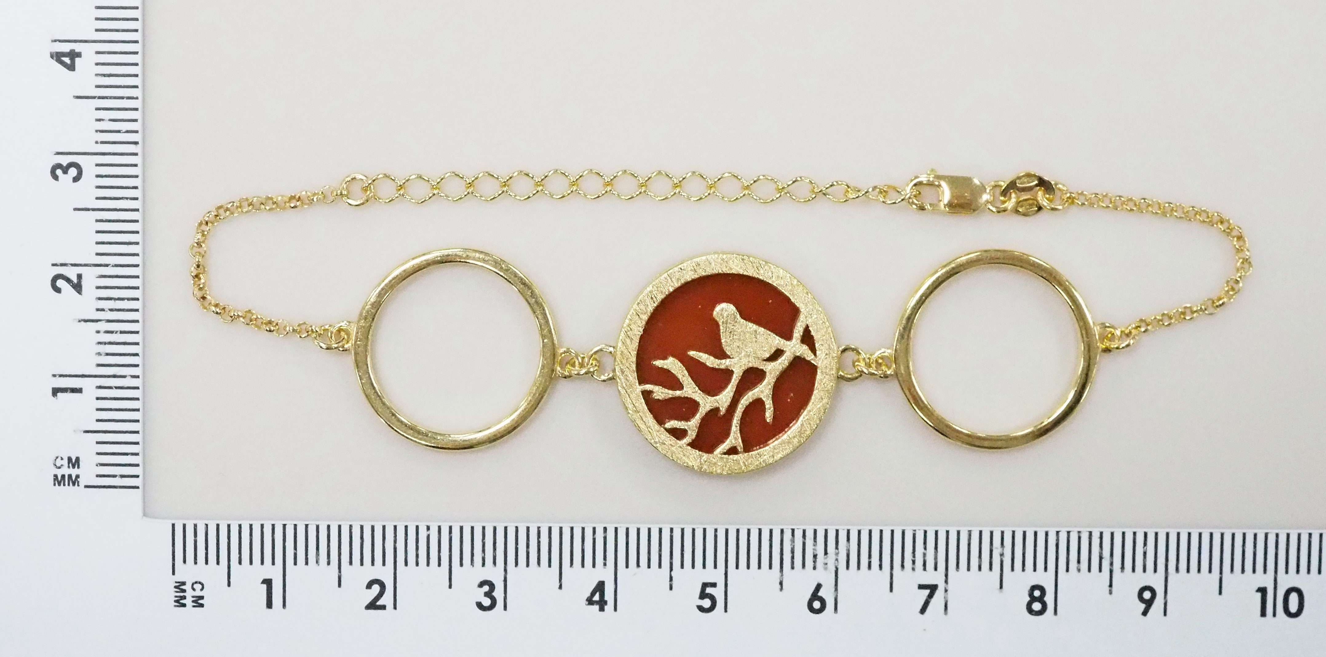 Серебряный браслет 925 пробы; плетение Ролло; вставки 1 Янтарь;