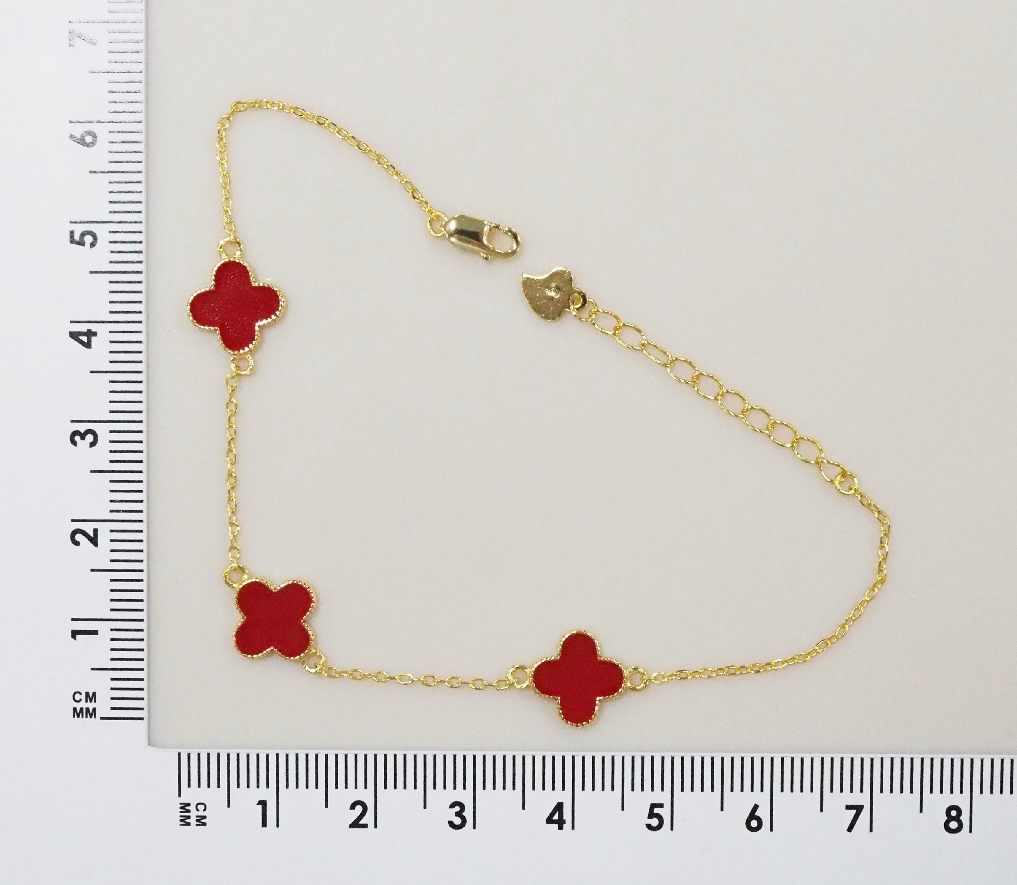 Серебряный браслет 925 пробы; плетение Якорное; вставки Эмаль красная;