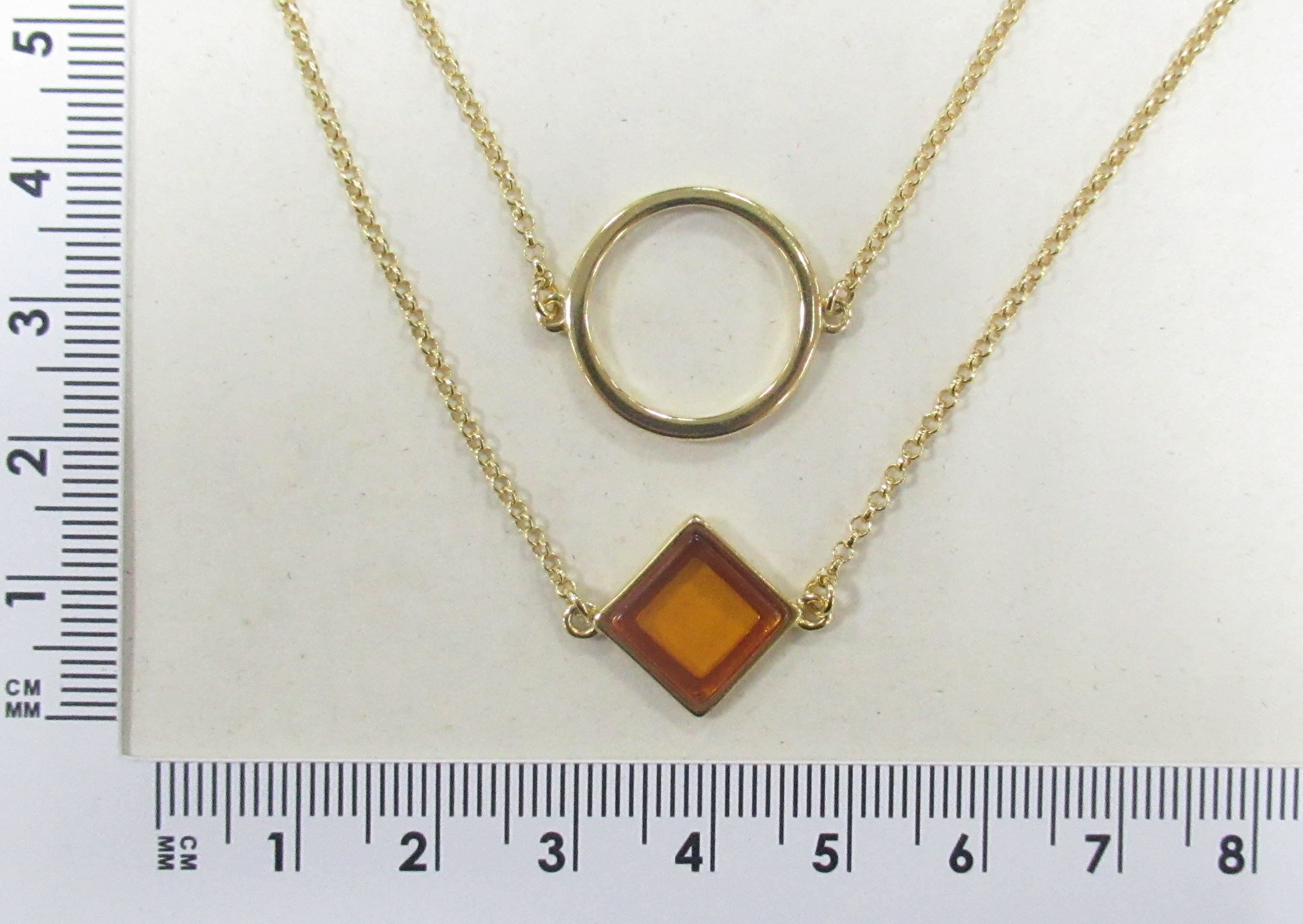 Серебряное колье 925 пробы; плетение Ролло; вставки 1 Янтарь;