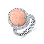 Кольцо из белого золота с кораллом