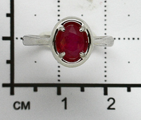 Серебряное кольцо 925 пробы; вставки 1 Рубин F/Г2 1,235