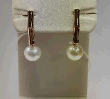 Серьги из желтого золота с жемчугом