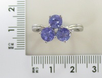 Серебряное кольцо 925 пробы; вставки 3 Танзанит 1,64ct;