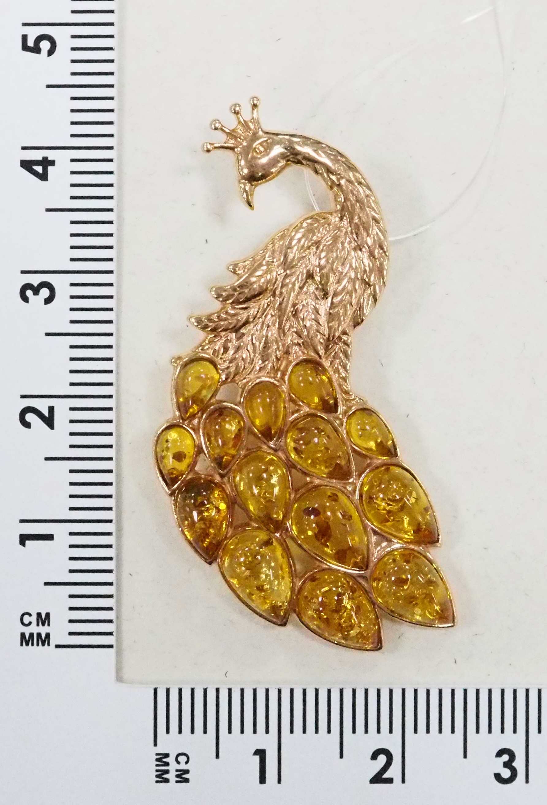 Серебряная брошь 925 пробы; вставки 14 Янтарь;