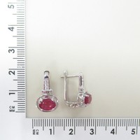 Серебряные серьги 925 пробы; вставки 2 Рубин F/2 2,3ct; 6 Циркон бесцв. 0,05ct ;