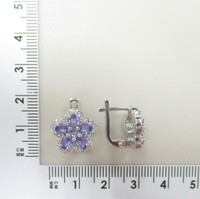 Серебряные серьги 925 пробы; вставки 12 Танзанит 1,89ct; Россыпь Куб. Цирконий бесцв. 0,56ct;