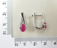 Серебряные серьги 925 пробы; вставки 2 Рубин 1,25ct F/2; 2 Циркон бесцв. 0,1ct ;