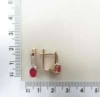 Серебряные серьги 925 пробы; вставки 2 Рубин 1,25ct F/2; 10 Циркон бесцв. 0,07ct ;