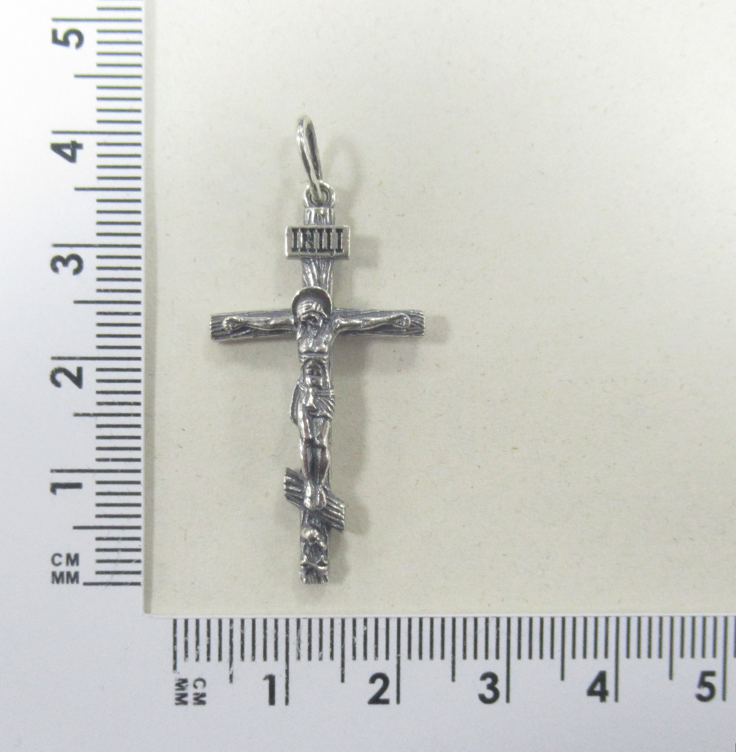 Серебряная подвеска-крест 925 пробы; с чернением;