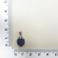 Серебряная подвеска 925 пробы; родий (бел., черн.); вставки 1 Сапфир 2,45ct F/2; Россыпь Топаз белый